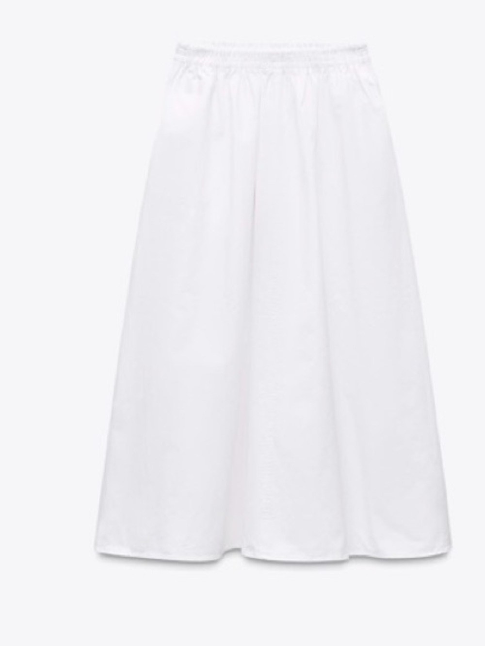 Zara Pleated White Midi Skirt with Pockets